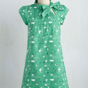 Modcloth Up, Up and Amaze Dress in Green Swallows